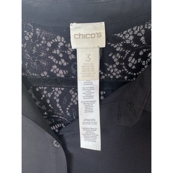 Chico’s Black Lace Back Shirt Button Up Size XL 3 Whimsy Goth - Picture 2 of 8